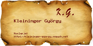 Kleininger György névjegykártya